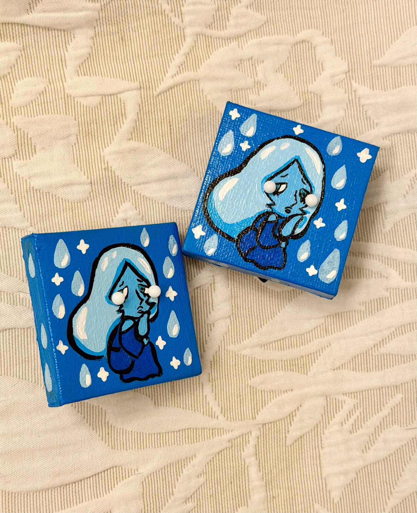 Su Drop Handpainted Blue Diamond Pin