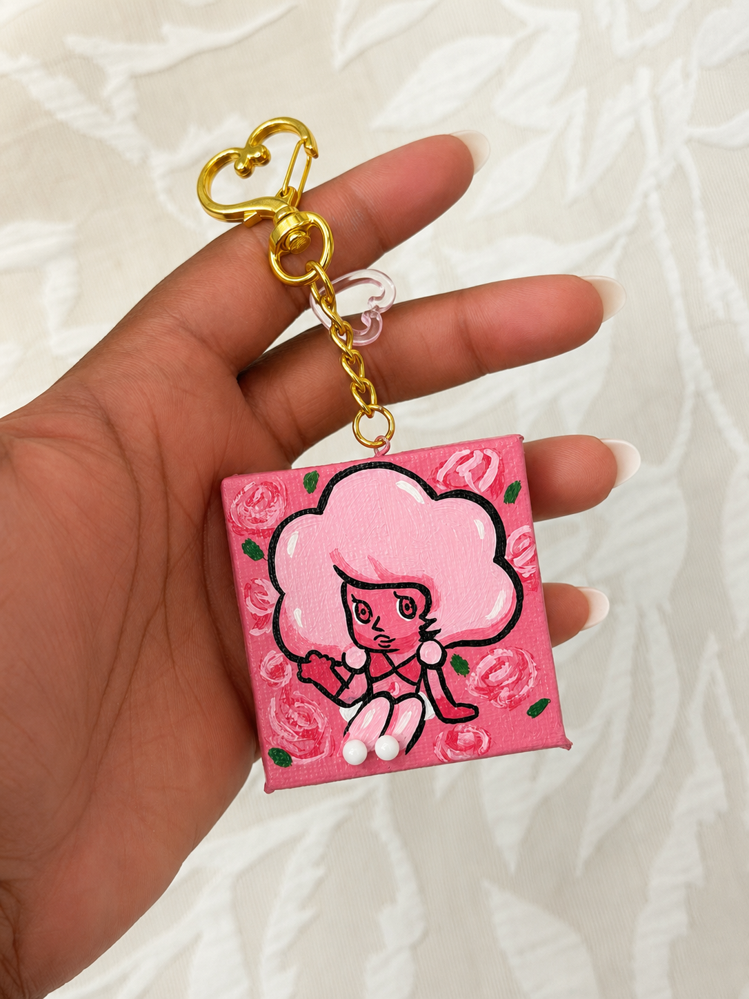Su Drop Handpainted Pink Diamond Charm
