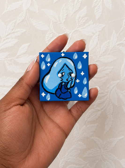 Su Drop Handpainted Blue Diamond Pin